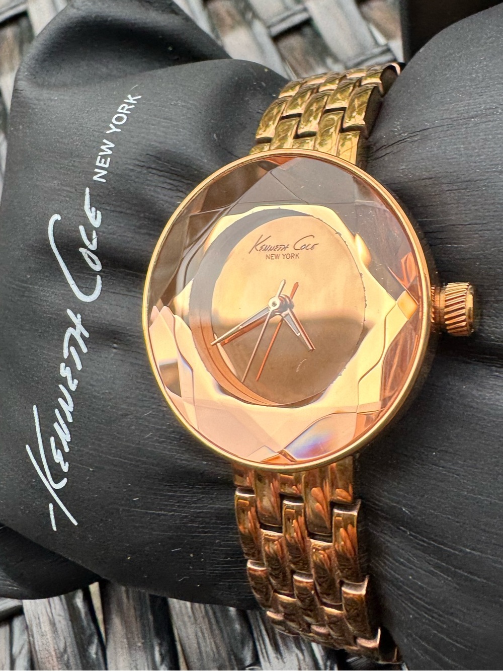 Kenneth Cole Rose Gold Faceted Crystal Dial Bracelet Watch